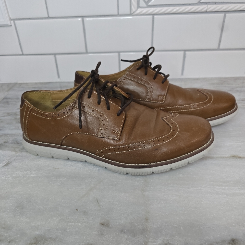 Johnston & Murphy Boys 7M Brown Leather Wingtip Oxford Dress Shoes